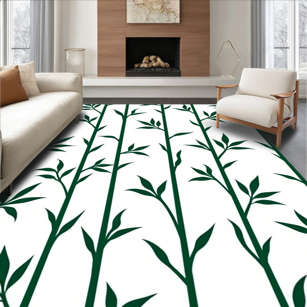 Vertical Bamboo Leaf Print Design Rug