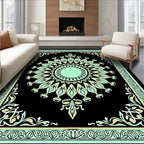 Mint Emerald Black Symmetrical Sun Rug