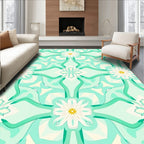 Teal Floral Abstract Pattern Rug
