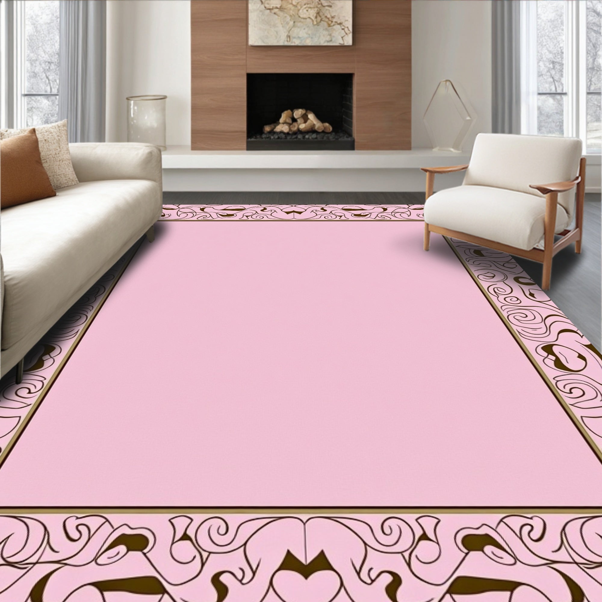 Ornate Flourish With Heart Design Rug