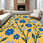 Blue Floral Vine Patterned Rug