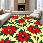 Floral Red And Green Pattern Rug