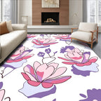 Pink Purple Floral Outline Design Rug