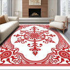 Ornate Red Filigree Mandala Pattern Rug