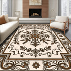 Brown Floral Medallion Pattern Rug