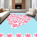 Pink Heart Floral Vine Pattern Rug