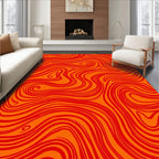 Orange Red Swirl Pattern Rug