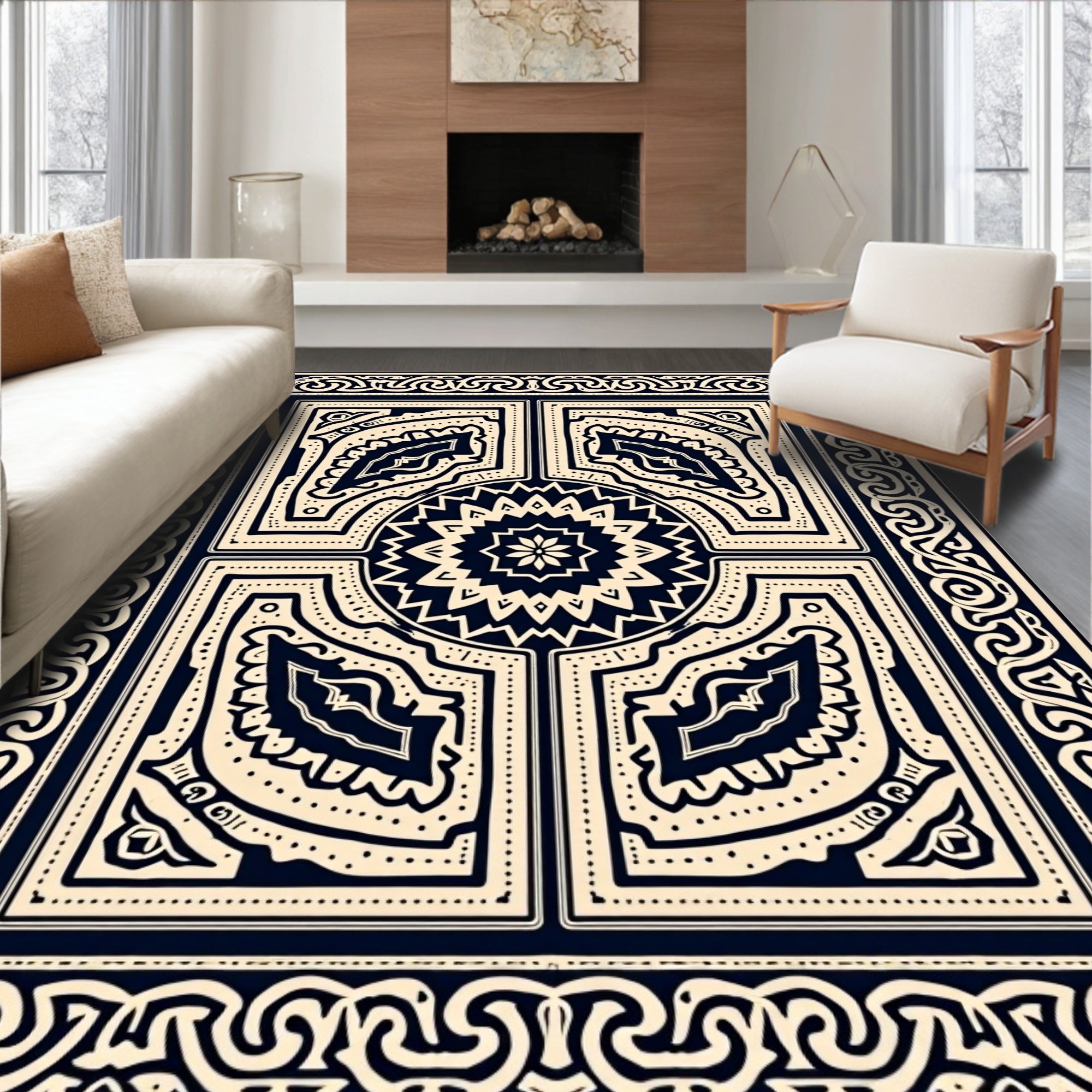 Intricate Geometric Patterned Rug