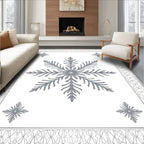 Elegant Snowflake Patterned Border Rug