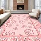 Pink Floral Lace Border Rug
