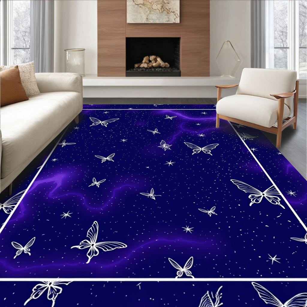 Night Sky Butterfly Whimsical Pattern Rug
