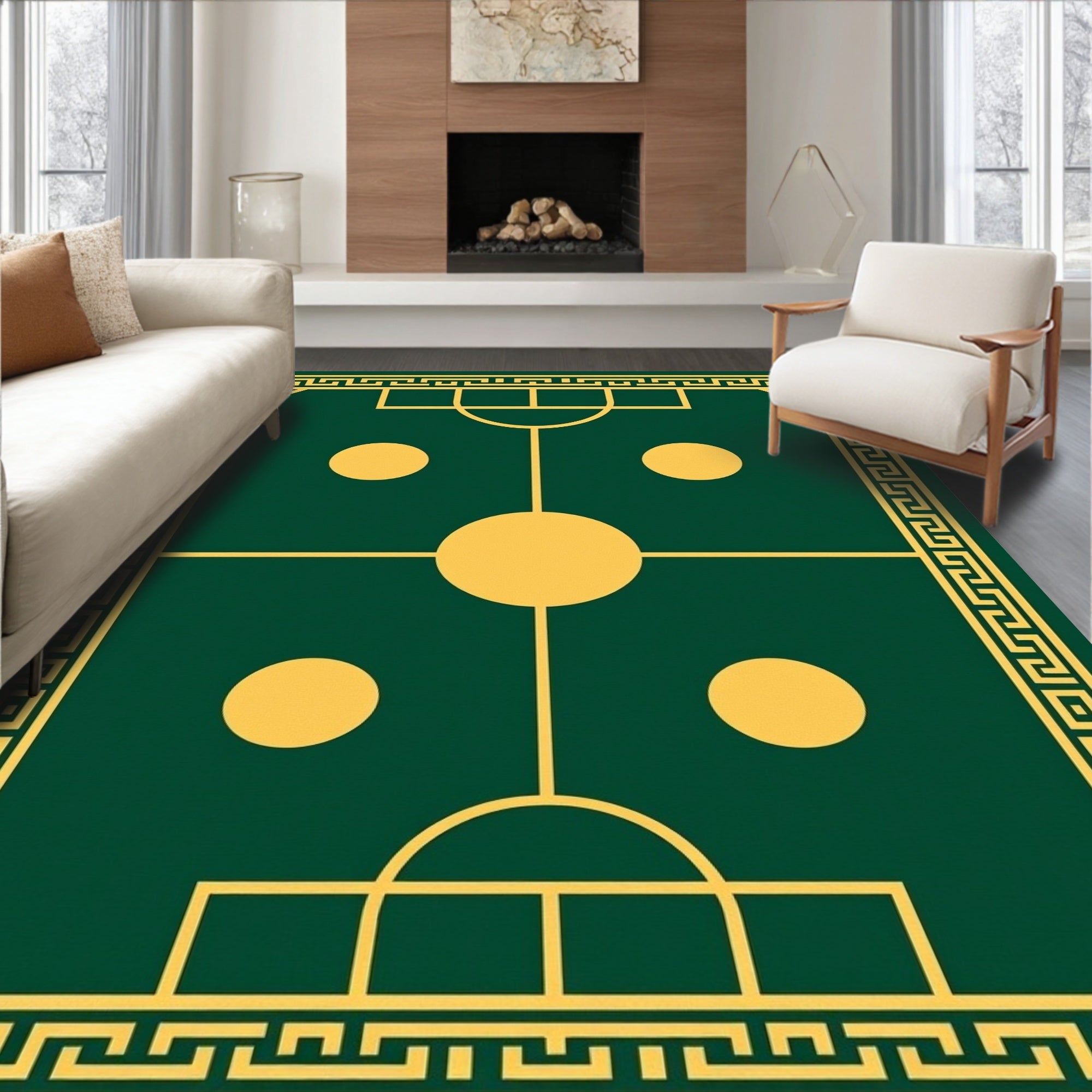 Geometric Medallion Greek Key Design Rug