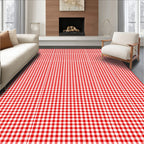 Classic Red White Gingham Check Rug