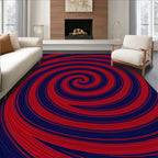 Crimson Swirl Dynamic Line Art Rug