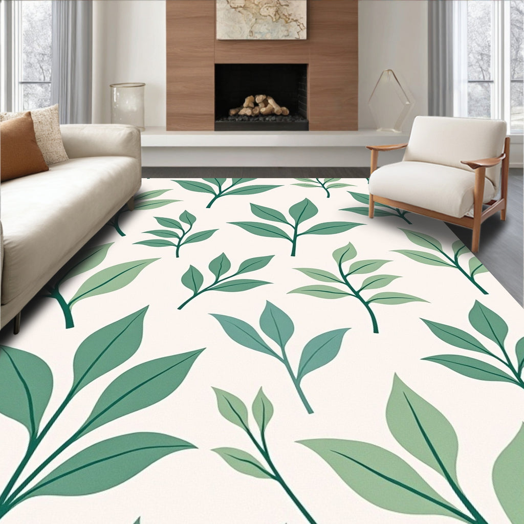 Botanical Spring Leaf Pattern Rug