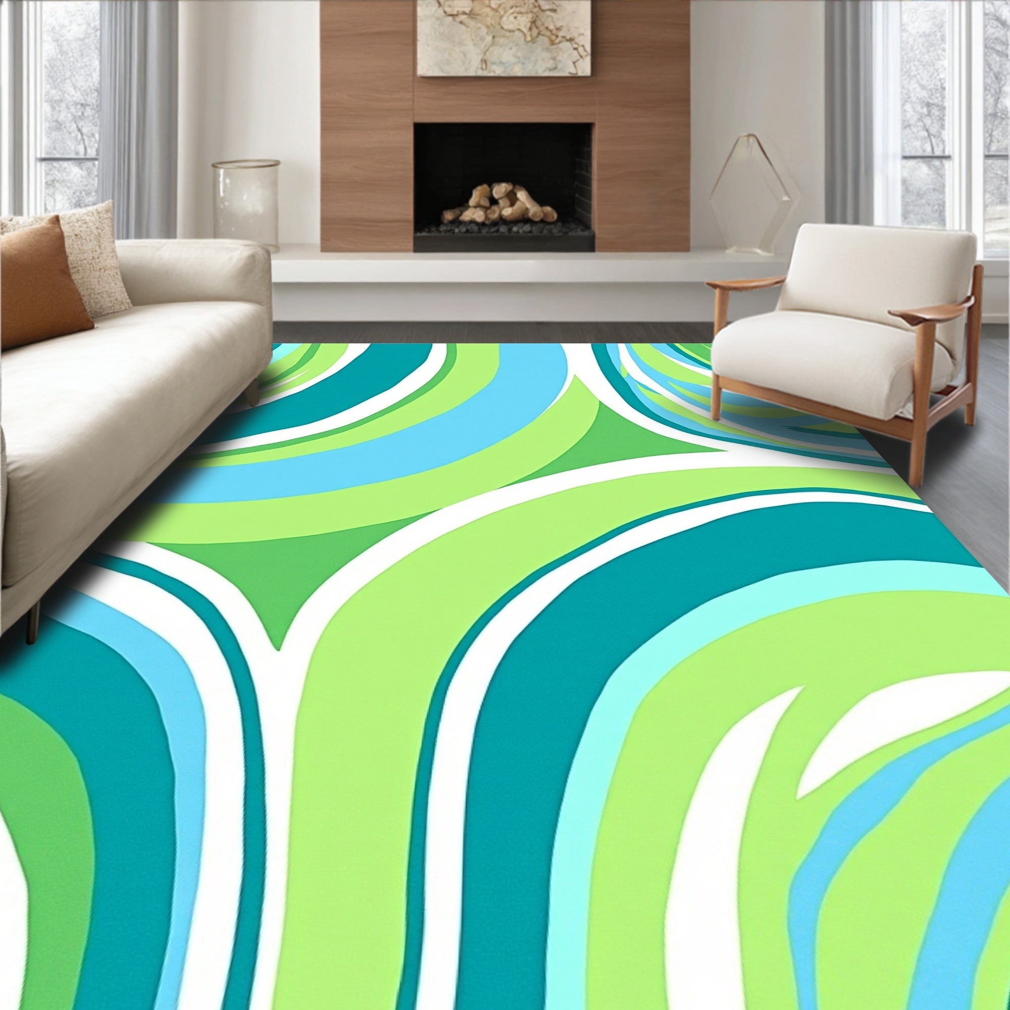 Groovy Swirl Abstract Pattern Rug