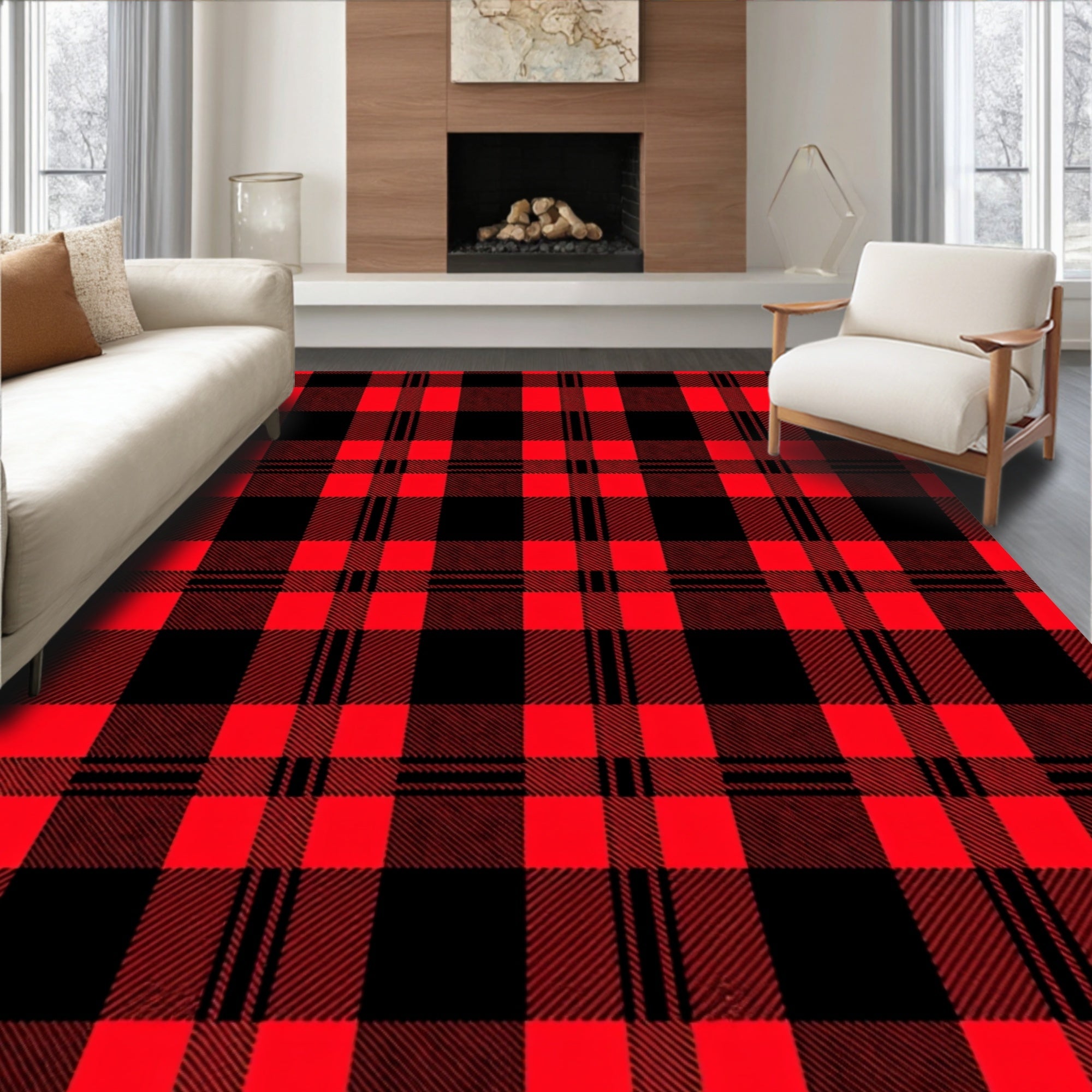 Rustic Crimson Buffalo Check Rug