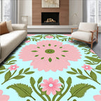 Pink Floral Branches Pattern Rug