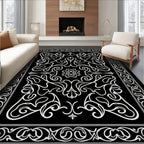 Elaborate Floral Outline Pattern Rug