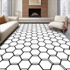 Modern Hexagonal Grid Pattern Rug