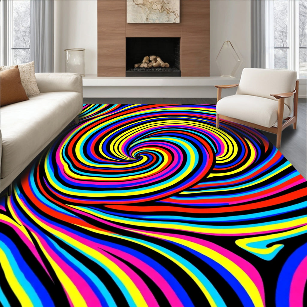 Vibrant Swirl 2 Tone Line Design Rug