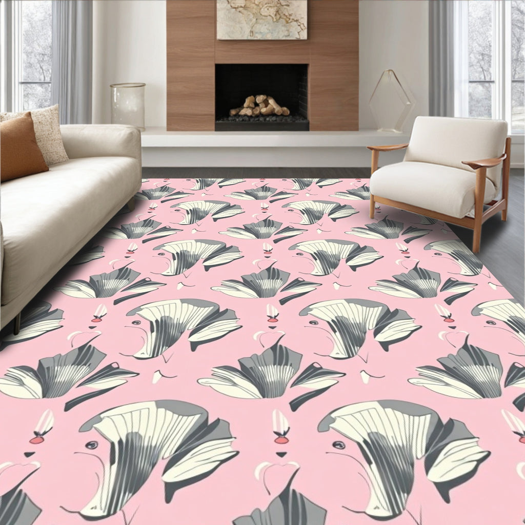 Abstract Floral Sketch Pattern Rug
