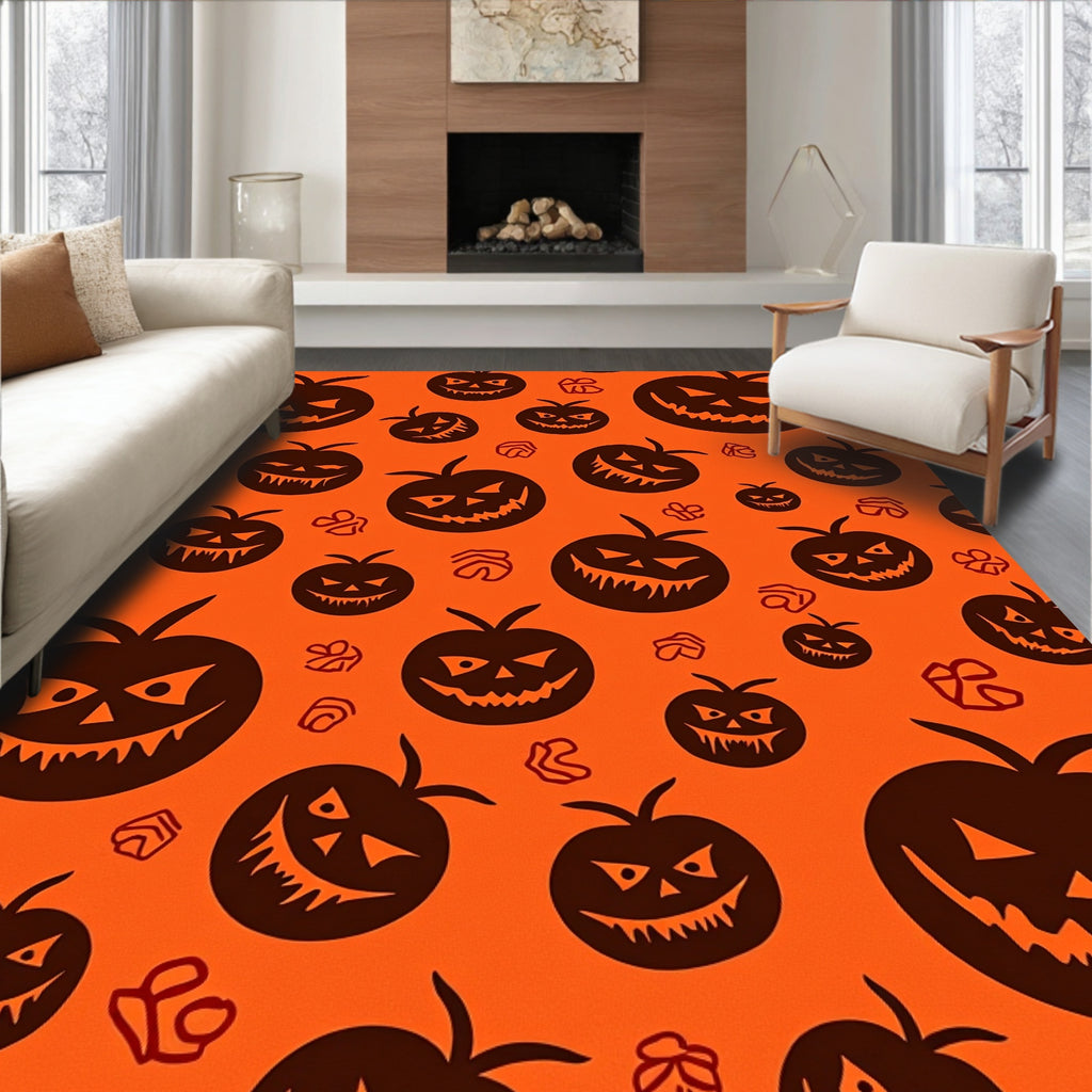 Spooky Pumpkin Face Pattern Design Rug