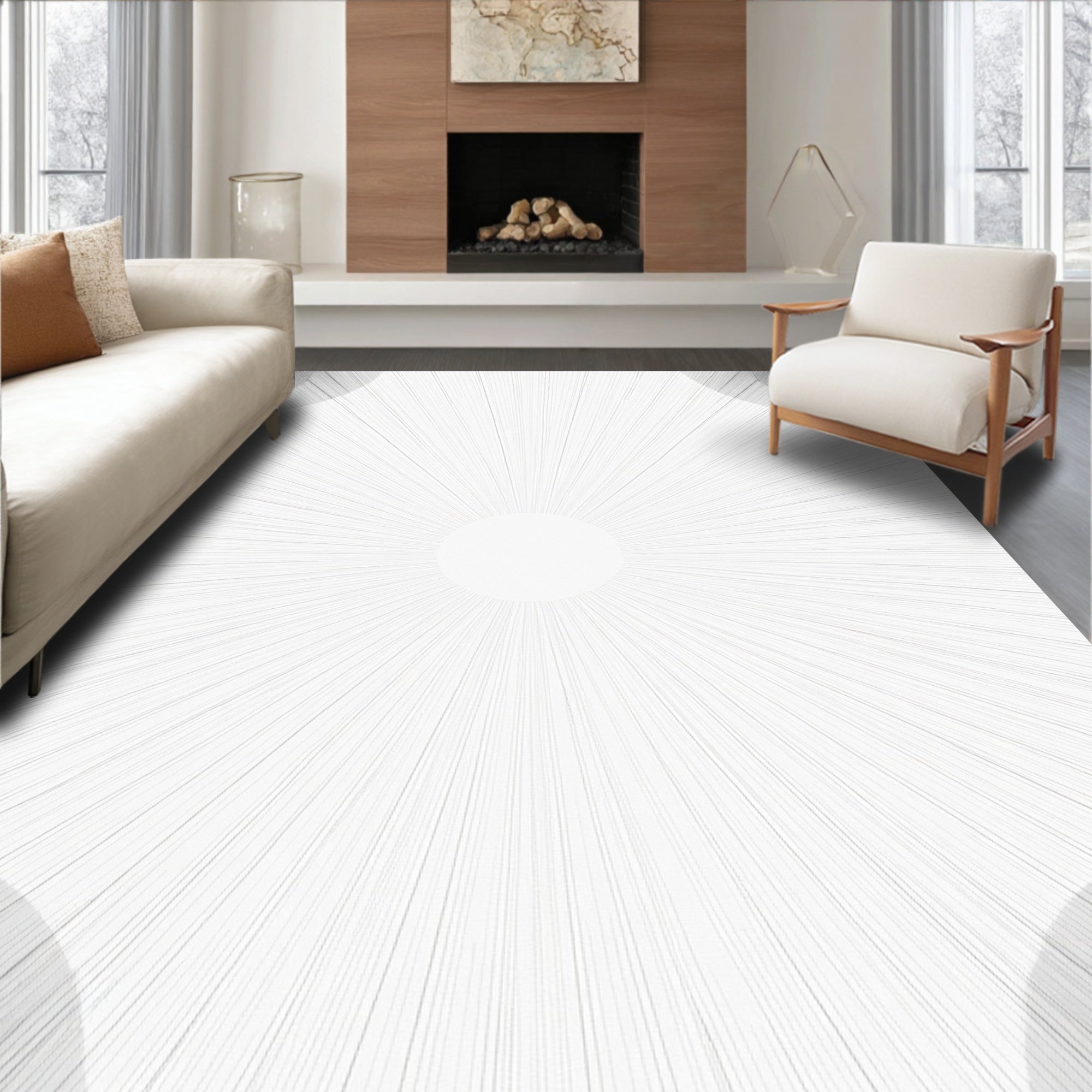 Abstract Sunburst Linear Pattern Rug