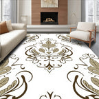 Ornate Floral Scroll Work Pattern Rug