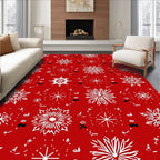 Red White Snowflake Pattern Design Rug
