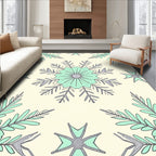 Mint And Silver Snowflake Pattern Rug