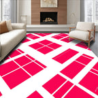 Bold Pink Geometric Diamond Pattern Rug