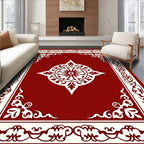 Red Cream Ornate Mandala Pattern Design Rug