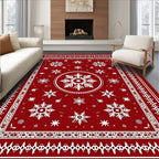 White Snowflake Border Tribal Rug