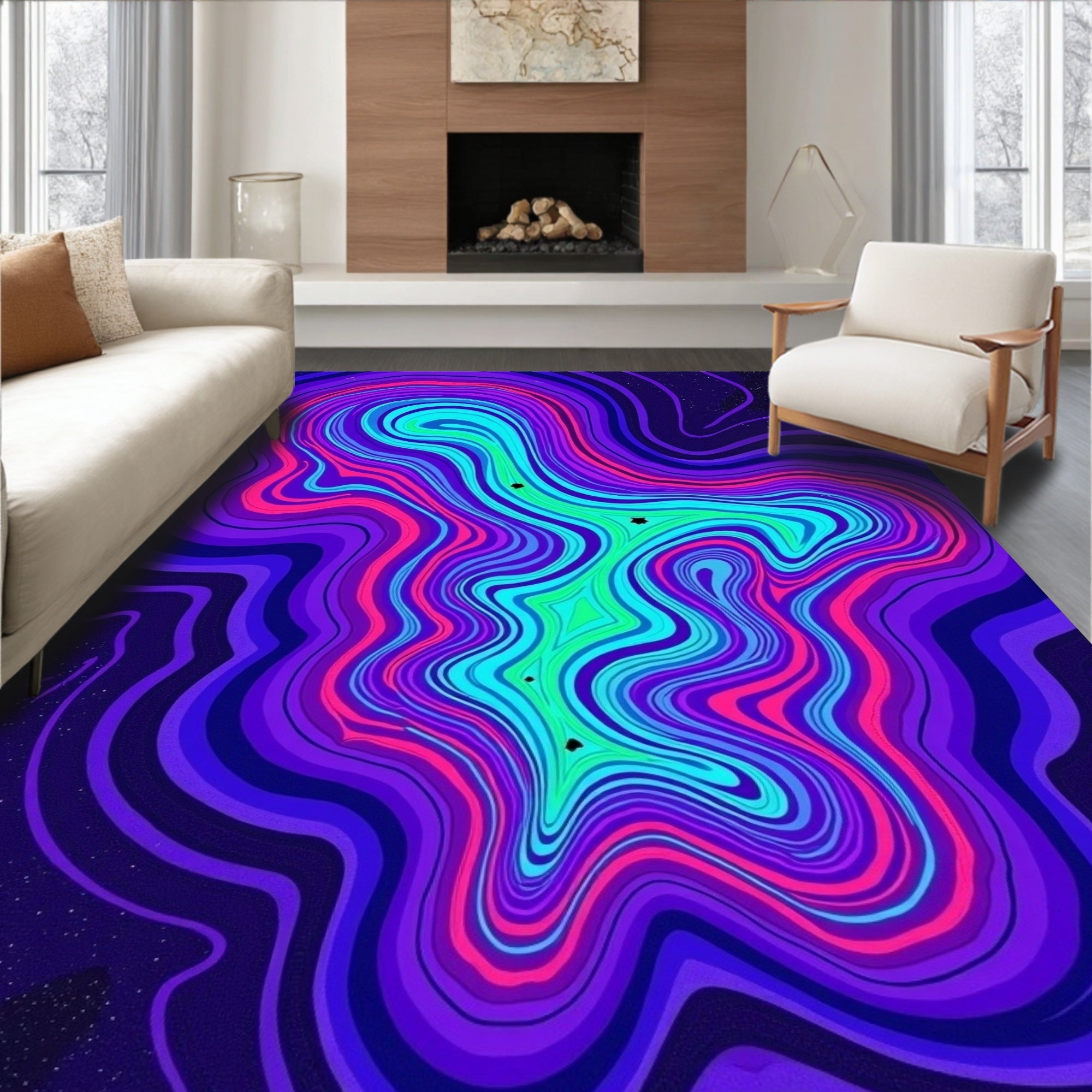 Vibrant Swirls Neon Pattern Rug