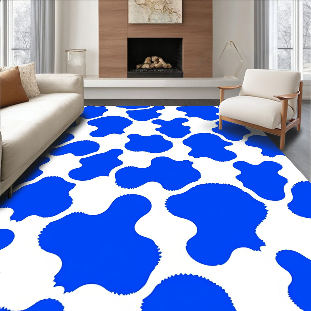 Blue Cream Swirl Pattern Rug