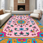 Pink Floral Mandala Pattern Rug