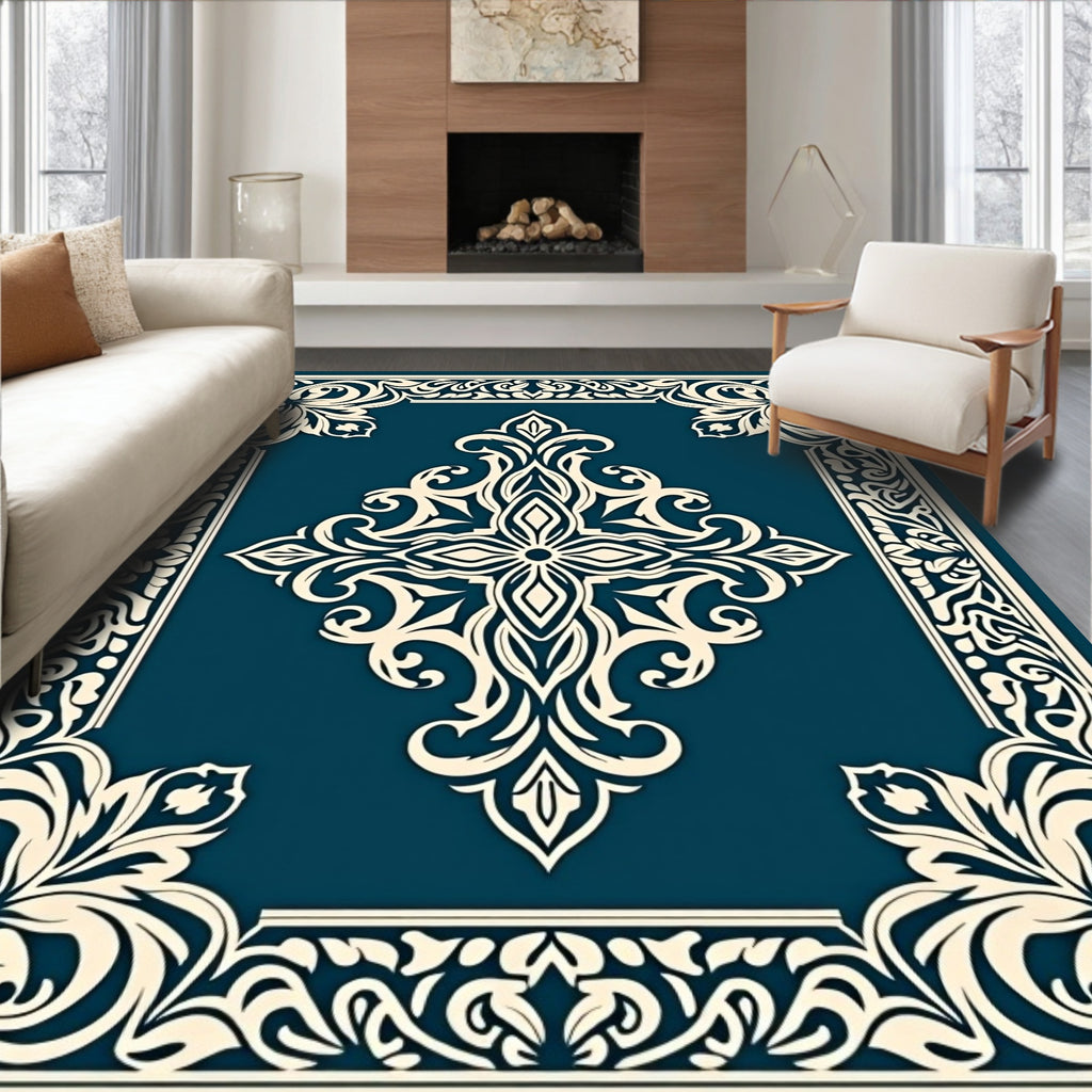Ornate Floral Medallion Cream Rug