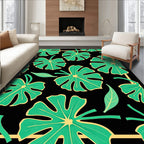 Bold Green Tropical Monstera Leaves Rug