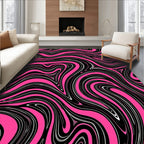 Bold Pink Black Swirl Pattern Rug