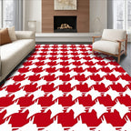 Red White Classic Houndstooth Pattern Rug