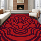 Abstract Red Swirls Geometric Pattern Rug