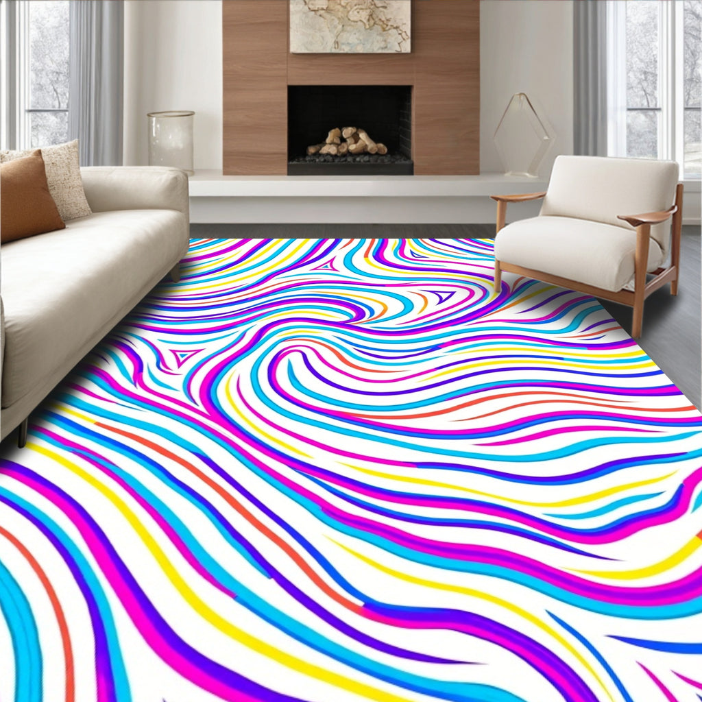 Vibrant Swirling Stripe Pattern Rug