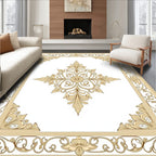 Elegant Cream Floral Decorative Pattern Rug