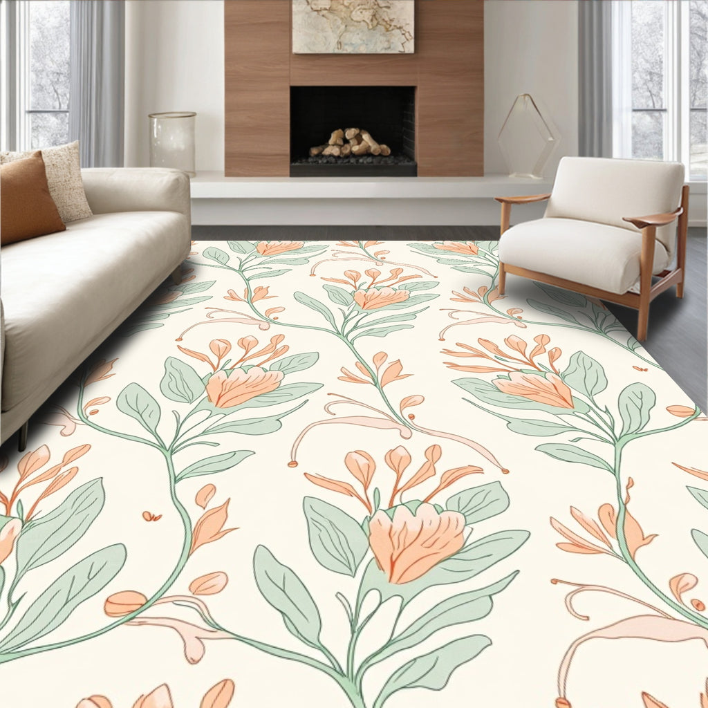 Delicate Floral Vine Pattern Rug