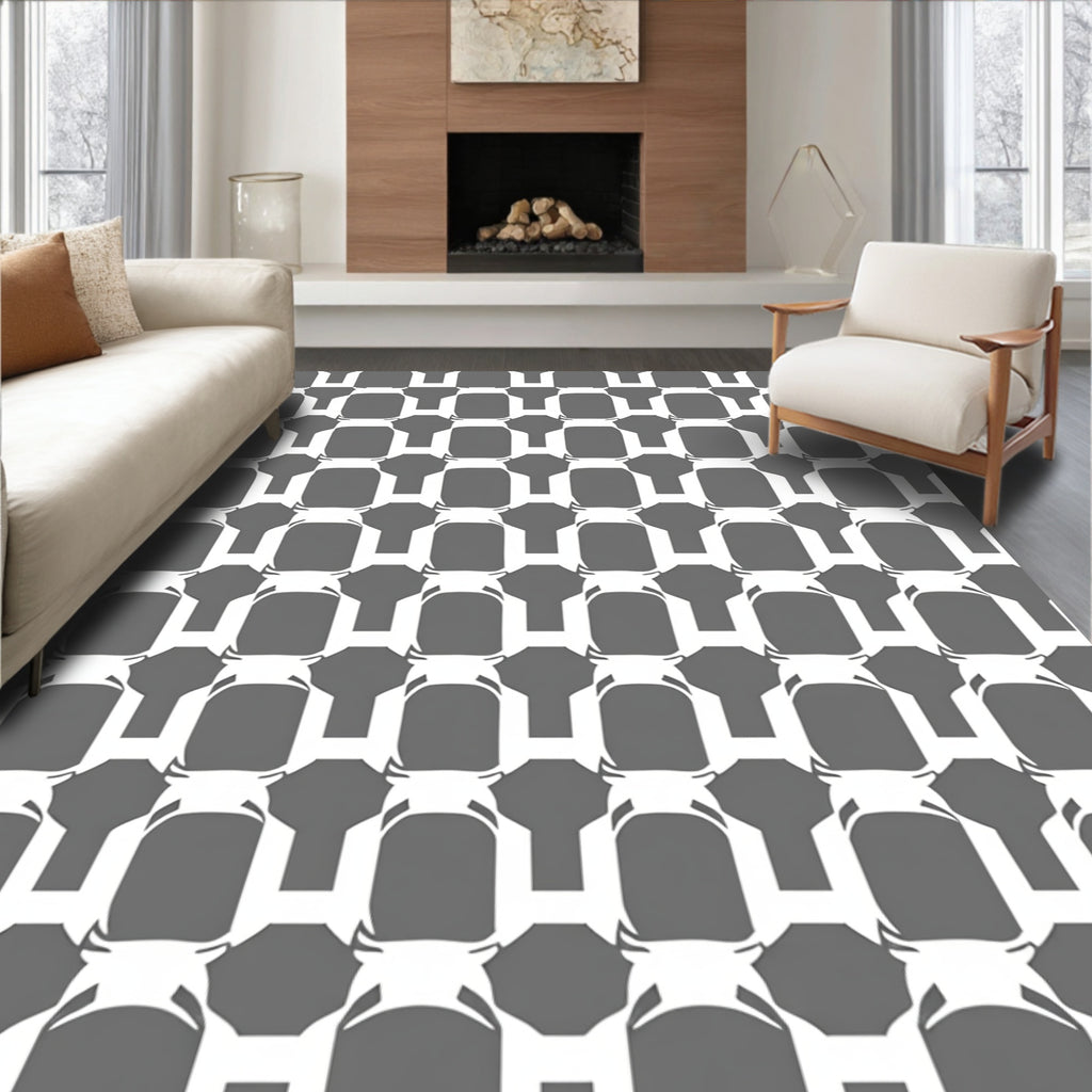 Modern Interlocking Geometric Pattern Rug