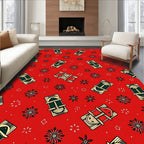Festive Red Window Snowflakes Pattern Rug
