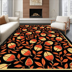 Orange Leaf and Bud Pattern Rug