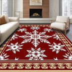 Winter Snowflake Lace Border Design Rug