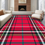 Classic Red Plaid Tartan Pattern Rug
